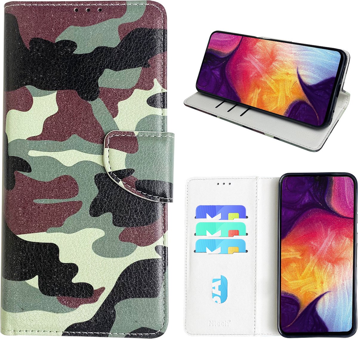 Hoesje geschikt voor Samsung Galaxy A50 Bookcase met camouflage print