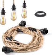 Home Sweet Home - Vintage Hanglamp kit - 3-licht Linen Hanglamp met schakelaar 750 cm - Geschikt voor woonkamers en landhuizen - DIY kabel set met