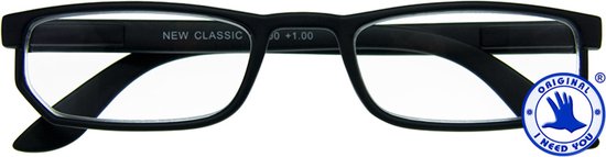 Lunettes de lecture noires rectangulaires, modèle 'NEW CLASSIC', avec logo.