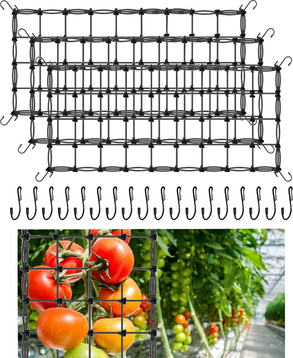 3 x Kweektent Trellis 60x120cm Elastisch Trellis Klimplant Ondersteuning Net Plant Trellis Flexibel Plant Netting voor Planten Tuin Netting (met 18 Haken)