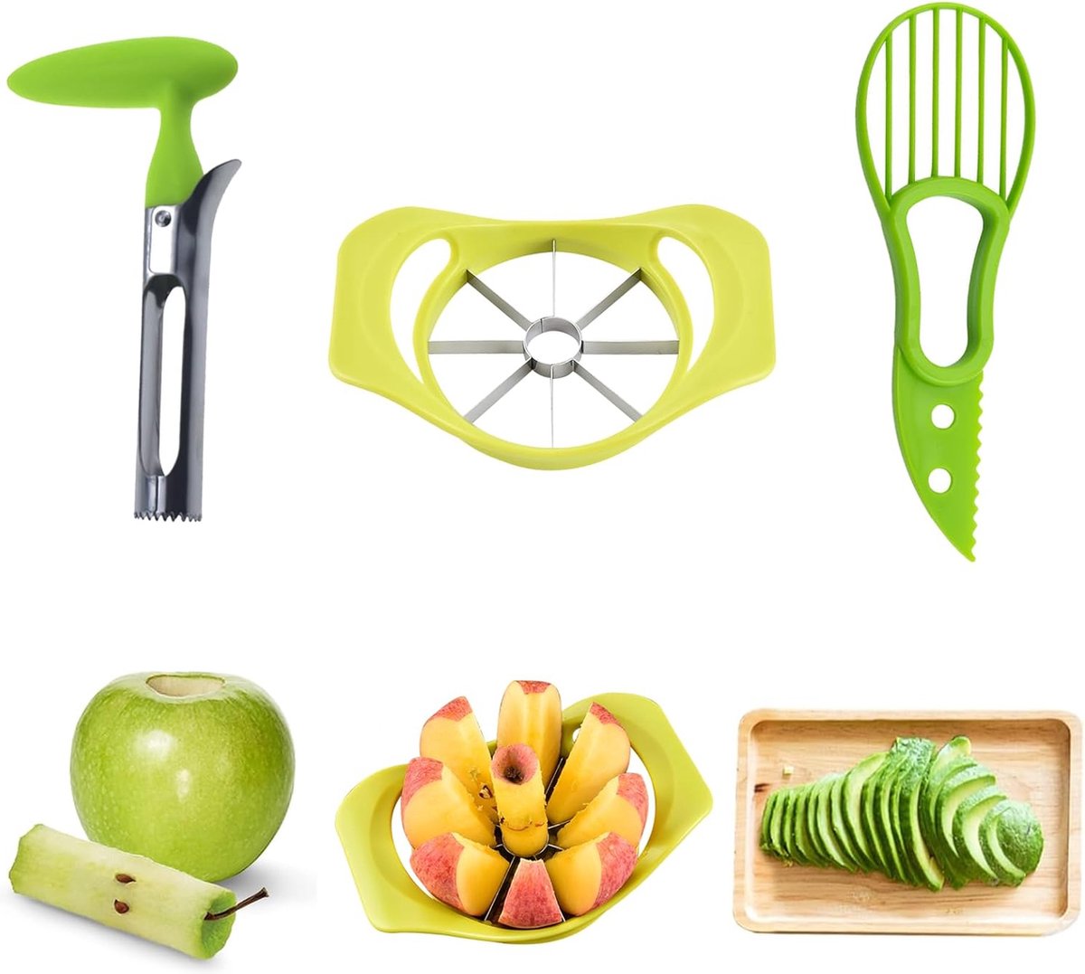 Apple Corer Appelsnijder Avocadosnijder Set van 3 Apple Corer roestvrij staal multifunctionele avocadosnijder houtskool en licht appelsnijder voor appels peren avocado's