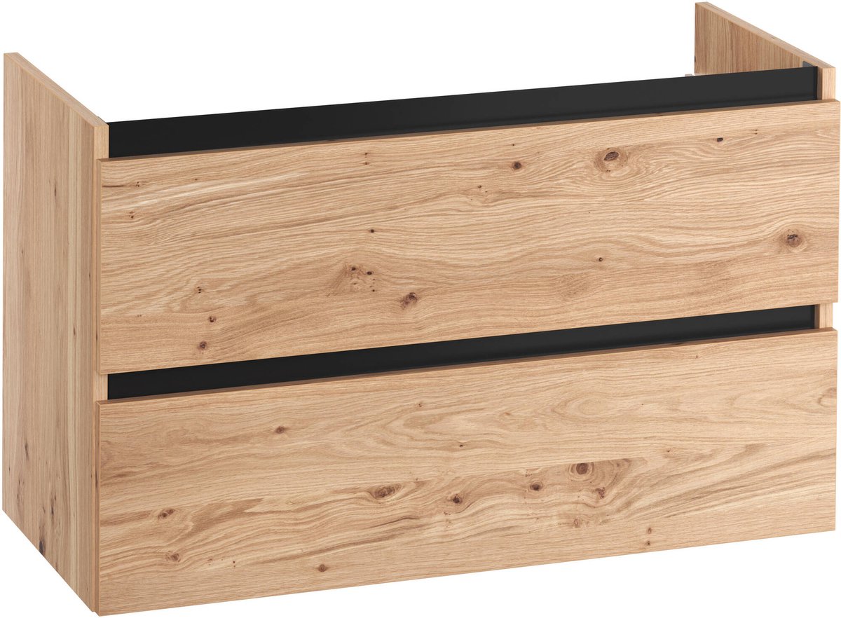 Saqu Gaia Wastafel Onderkast 100x50.5x60 cm Eiken Badkamerkast Wastafelmeubel zonder Uitsparing