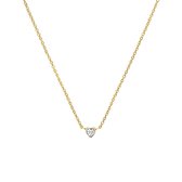 Lucardi Dames Stalen goldplated ketting hart met zirkonia - Ketting - Staal - Goudkleurig - 47 cm
