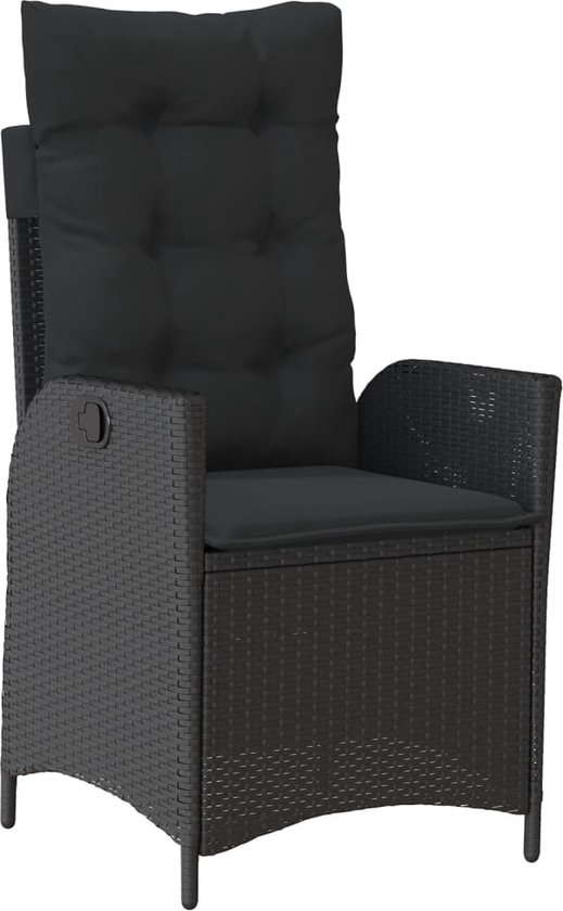 vidaXL - Grijs Tuinset - 4 verstelbaar stoelen en 85x85 cm tafel - Poly rattan | Leen Bakker