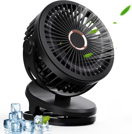 Simpeak USB-ventilator, draagbaar, stil, 3 snelheden, verstelbaar, stroomvoorziening via USB, voor thuis en op kantoor (blauw