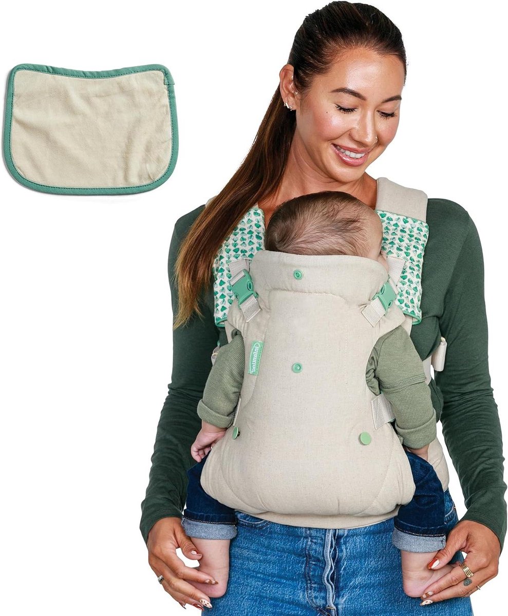 Flip Nature & Nurture 4 in 1 Omvormbare Draagzak - 4 Posities - Verstelbare Lendenband - Hoofdsteun - Ergonomisch Zitje - Gewatteerde Schouderriemen - Gerecycled Materiaal - Van 36-145kg - Babydrager