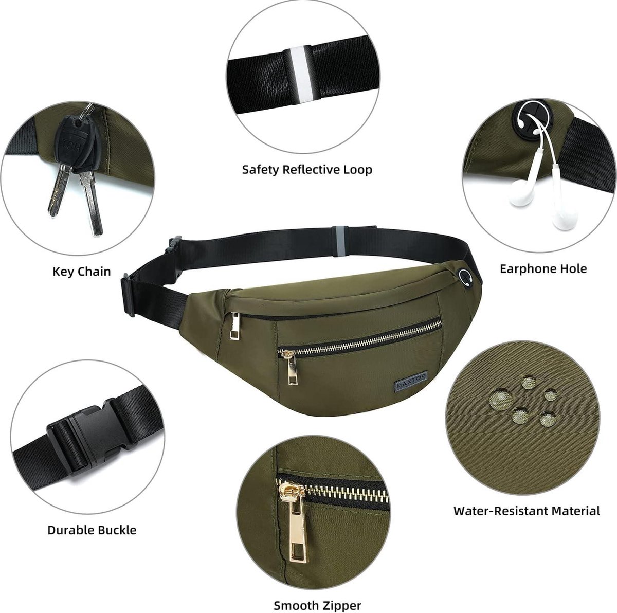 Sac Banane Ceinture Imperméable - Pour Homme Et Femme, Rangement Téléphone, Bouteille, Idéal Randonnée Et Voyage