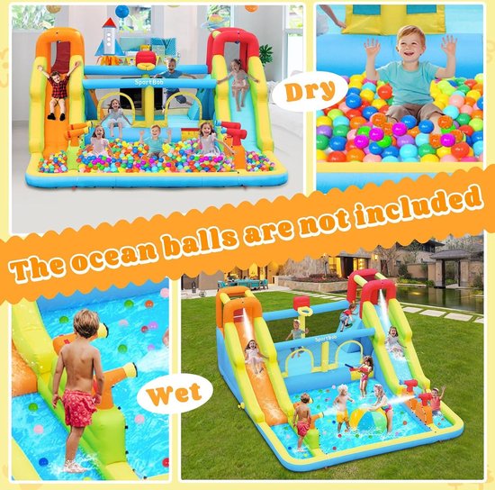 Château Gonflable XXL 10 En 1 SportBob | Toboggan Aquatique, Piscine, Mur D'escalade, Pistolet à Eau Inclus