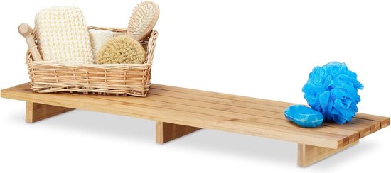 BeGyoku 3-laags badkuipdienblad, bamboe draaibare badkuip bijzettafel in hoogte verstelbaar, vrijstaande badkuiplade voor bad tegen muur, badaccessoires en badkamerorganizer voor luxe thuis spa