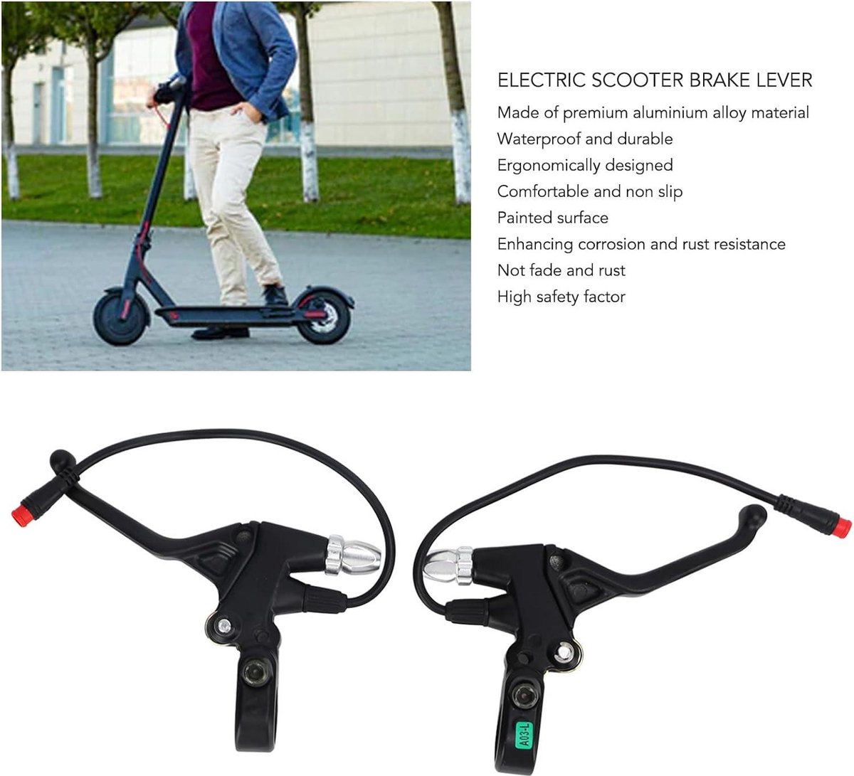 Levier De Frein Vélo électrique étanche IPX5 - 22,2 Mm, 2 Pôles, Avec Câbles, Pour E-bike Et Scooter - 4