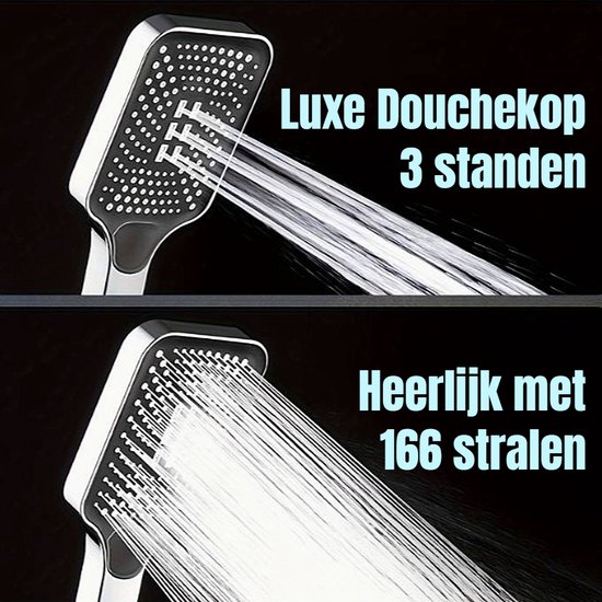 Allernieuwste.nl® Luxe Douchekop Regendouche 3 Sproeistanden en 166 Sproeiers Spa Wellness Handdouche Chrome