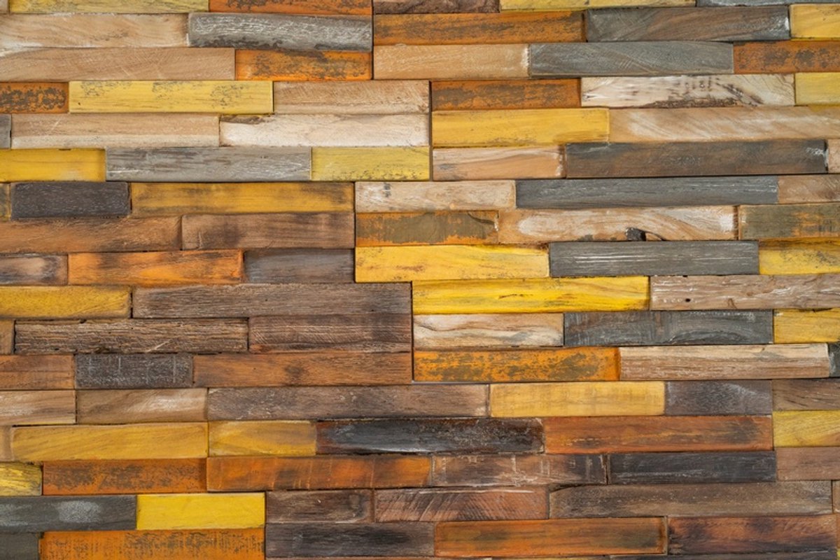 Bohemian teak plakhout 3D wandpanelen doos 10 stuks FSC