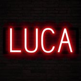 LUCA - Neon LED Lamp Kinderkamer | SpellBrite | 43,01 x 16 cm | 6 Dimstanden & 8 Lichtanimaties | Naamlamp Wandlamp Neon Verlichting