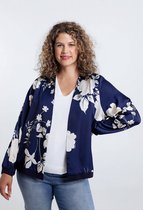 Cassis Korte bomberjack met Japanse bloemenprint