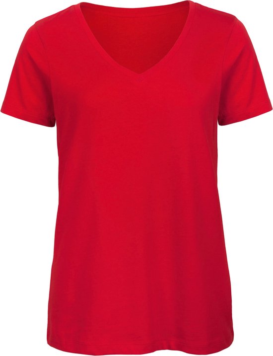 B&C Organic Cotton Inspire V-neck T-shirt Woman CGTW045 Red