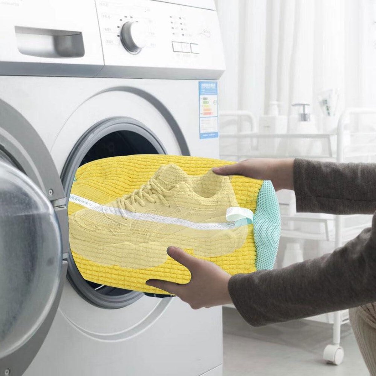 Schoenenzak voor wasmachine herbruikbare waszak met ritssluiting  schoenwaszak schoenen waszak - Main Image