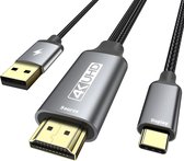 Bol.com USB C naar HDMI Kabel met USB oplader - 2 Meter - 4K Ultra HD 60HZ - Geschikt voor Apple MacBook iPhone 15 Samsung - USB... aanbieding