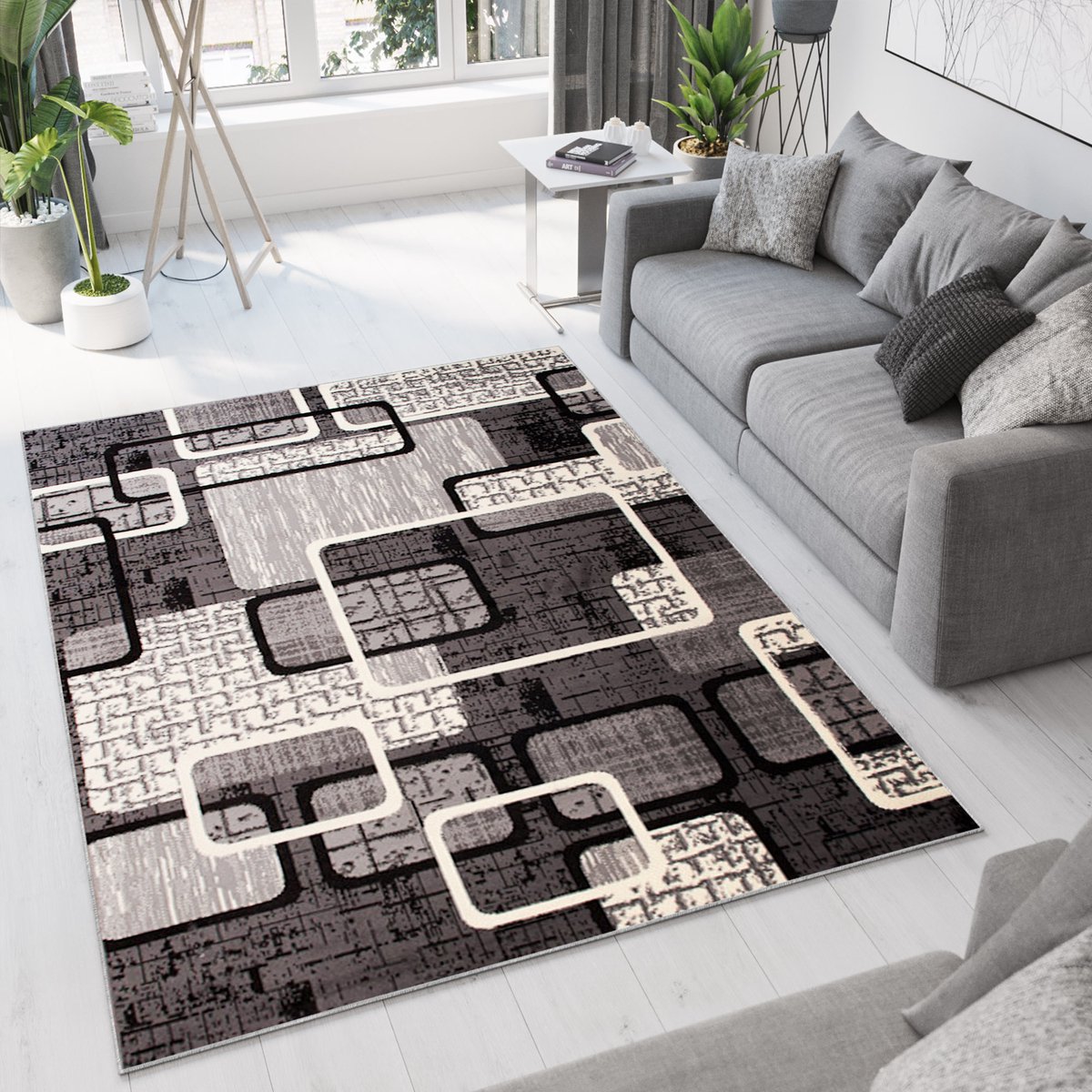 Tapiso Dream Vloerkleed Grijs Woonkamer Slaapkamer Laagpolig Tapijt Maat- 140x200