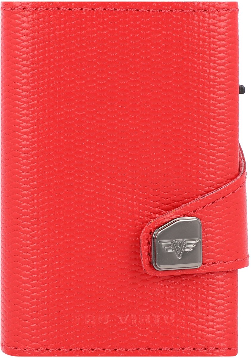 TRU VIRTU Leren Kaarthoes Click & Slide Doublewallet Rhombus Coral / Red Rood Veelkleurig