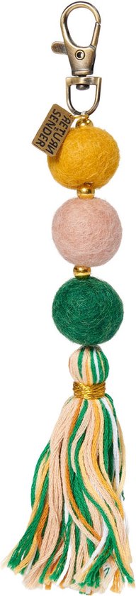 Return to Sender Sleutelhanger - roze en goene bolletjes - vilt