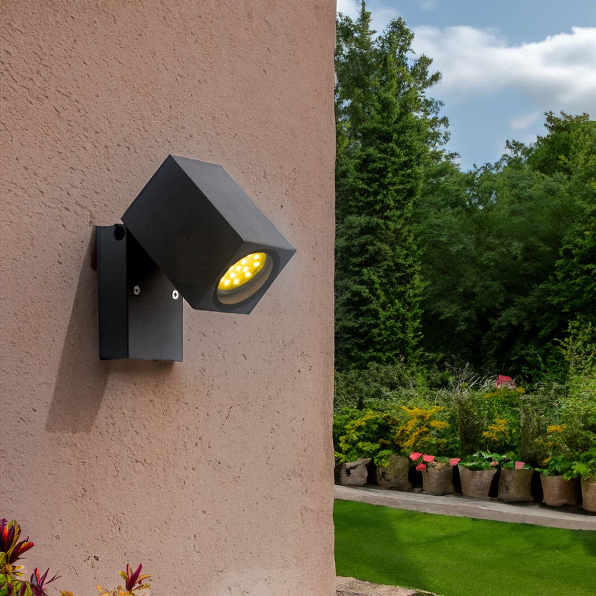 Smart LED Buiten Wandlamp New York Zwart IP44 HUE Compatible Incl. smart zigbee spot