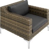 tectake® - Wicker-aluminium balkon loungeset, los element, individueel combineerbaar met verschillende modules, tuinmeubilair, balkonmeubilair, weerbestendig, met bekleding - fauteuil