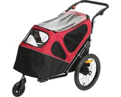 Duvo+ Hondenfietskar - 2 in 1 Wandelwagen - Zwart Rood - 123x62x96 cm <30 kg