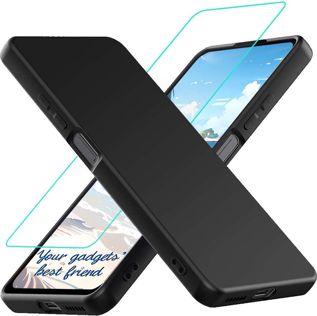 ebestStar - Hoes geschikt voor Wiko Sunny 1 (2016) et Sunset 2 (2015), Beschermhoes Siliconen Schokbestendig, Dun en Flexibel, Zwart + Gehard Glas