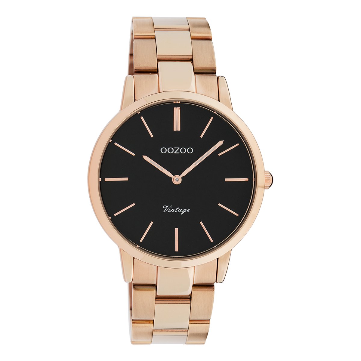 OOZOO Timepieces - Rosé goudkleurige horloge met rosé goudkleurige roestvrijstalen armband - C20037
