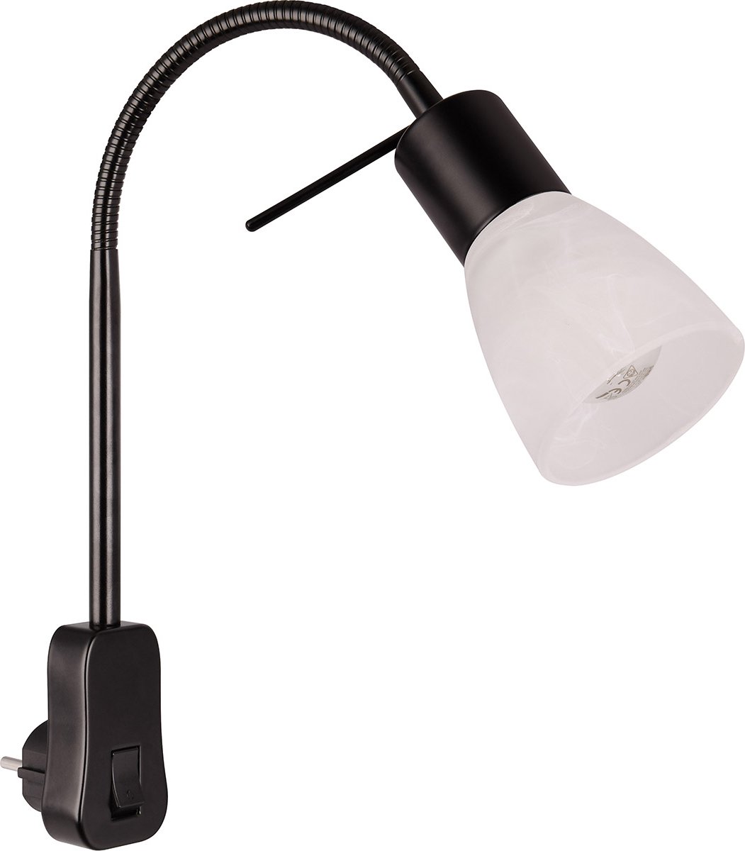 Qualu Stekkerlamp met Schakelaar Torna Fukara E14 Fitting 4.9W Warm Wit 3000K Mat Zwart Metaal
