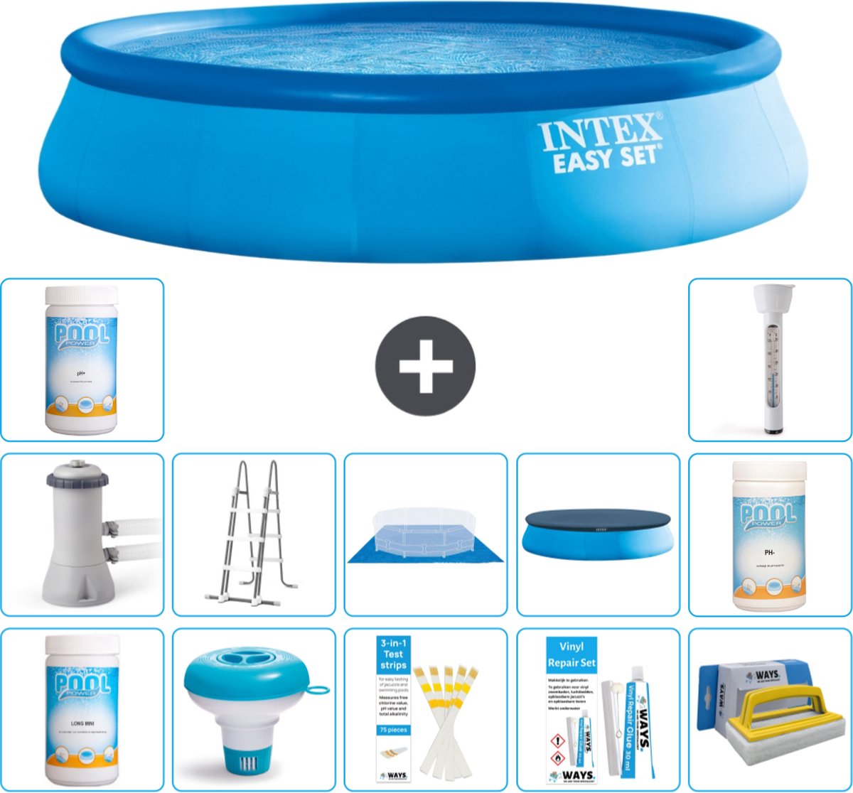 Intex Rond Opblaasbaar Easy Set Zwembad – 457 x 107 cm – Blauw – Inclusief Pomp – Ladder – Grondzeil – Afdekzeil Chloor – Chloordrijver – Testrips – Reparatiesetje – Scrubborstel – PH-waarde – PH-waarde – Thermometer Intex Rond Opblaasbaar Easy Set Zwembad – 457 x 107 cm – Blauw – Inclusief Pomp – Ladder – Grondzeil – Afdekzeil Chloor – Chloordrijver – Testrips – Reparatiesetje – Scrubborstel – PH-waarde – PH-waarde – Thermometer