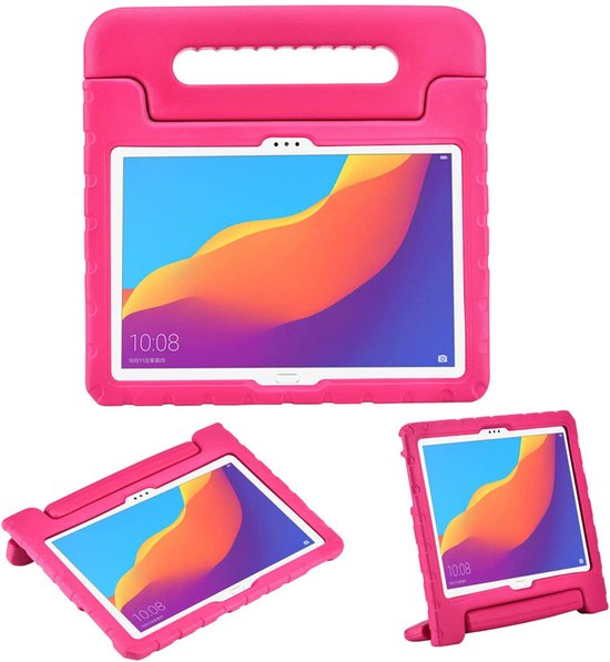 Foto: Imoshion tablet hoes kinderen geschikt voor huawei mediapad t5 10 1 inch imoshion kidsproof backcover met handvat roze