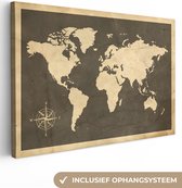 Vintage du monde vintage avec rose des vents 120x80 cm