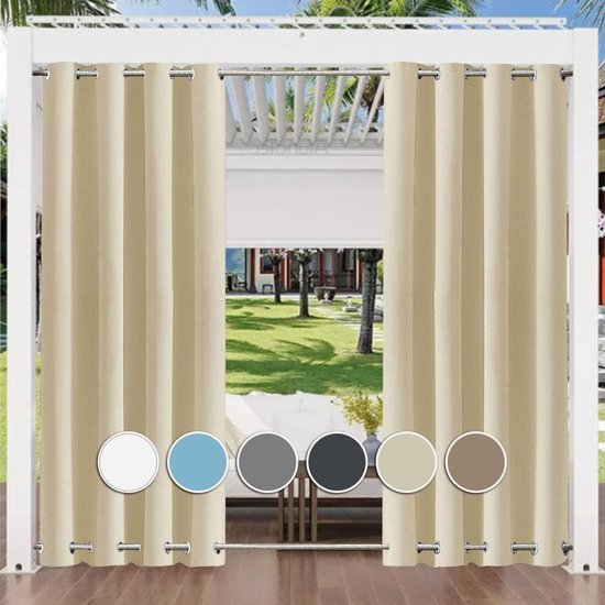 NICEME Outdoorgordijn, waterdicht, met ringen, zonwering