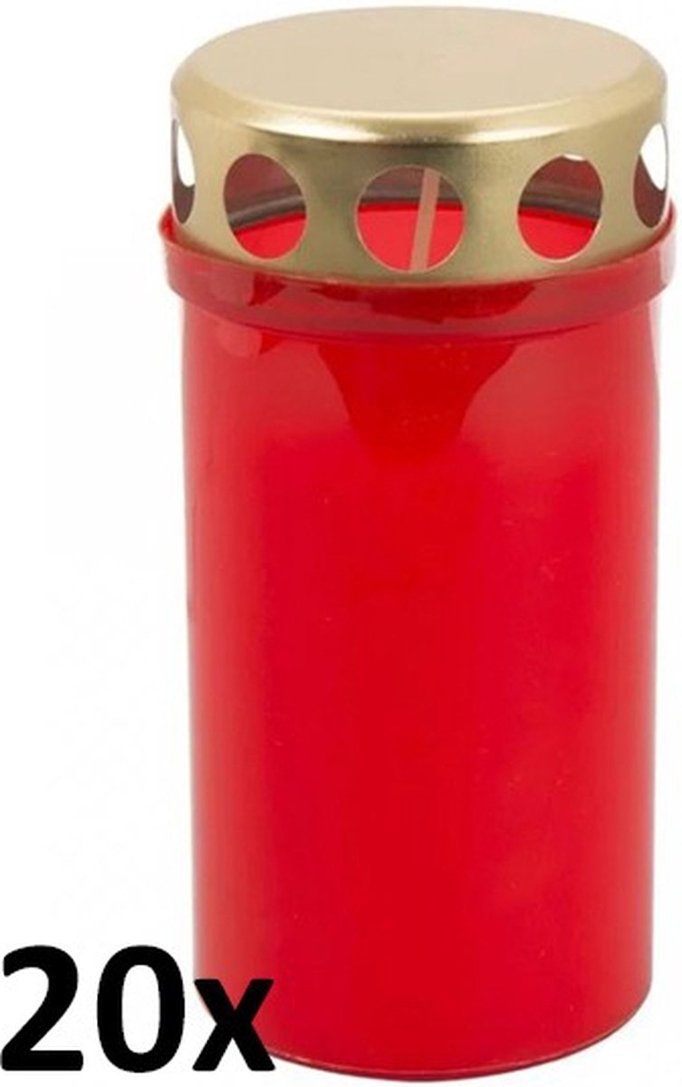 Smulders Deco 20 stuks graflicht rood transparant met regen deksel nr. 3 115/58 (52 uur)