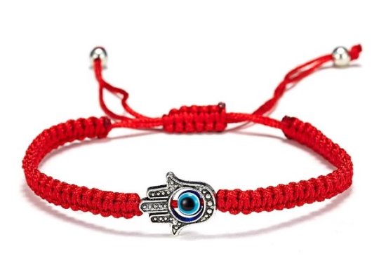 Foto: Geluksarmband geluksbrenger boze oog evil eye armband nazar rood touw hamsa 1 stuks