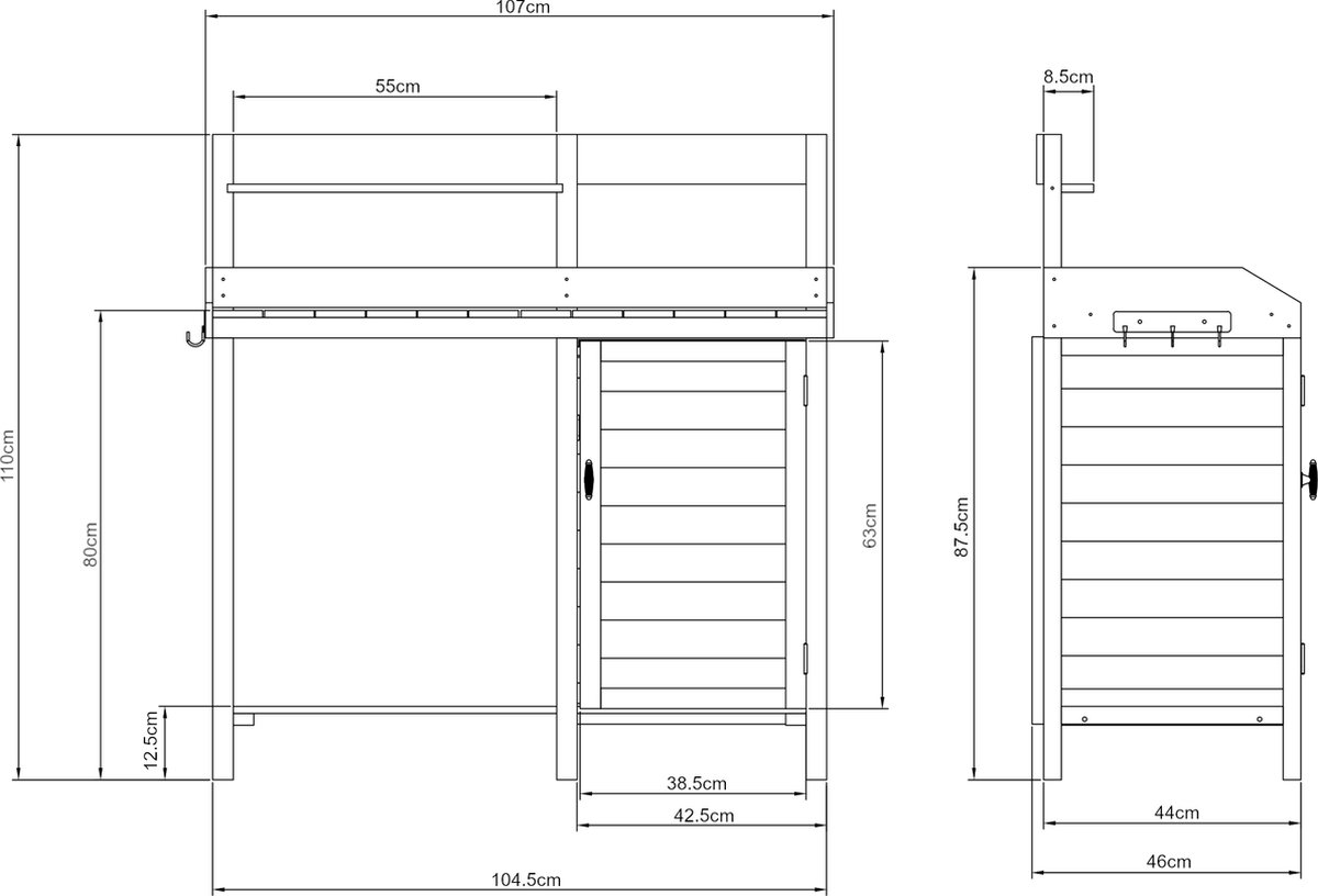 Tuinwerktafel Alessano oppottafel 110x107x46 cm naturel casa.pro thumbnail 2