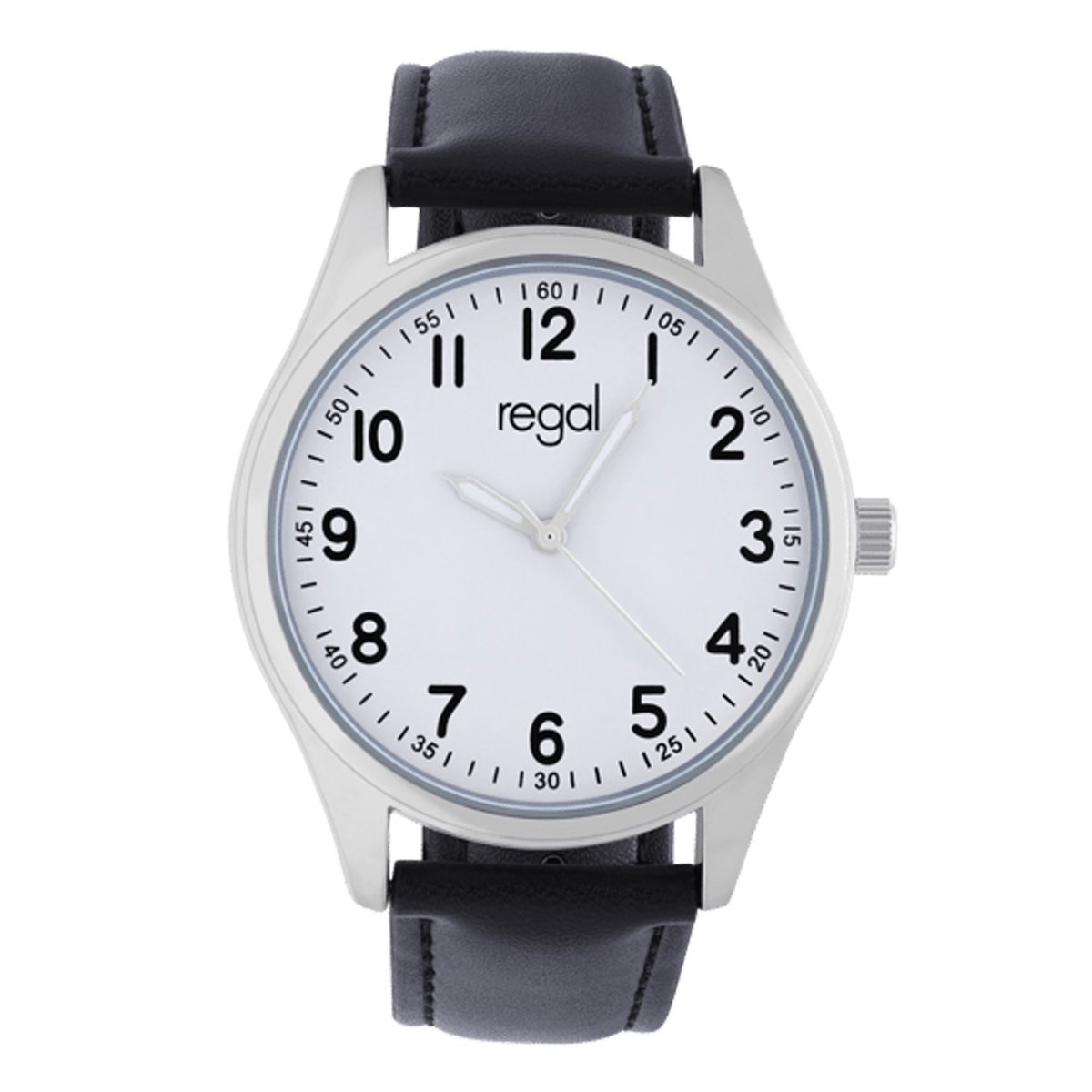Lucardi Heren Regal heren horloge met PU band - Horloge - PU leer - Zwart - 40 mm