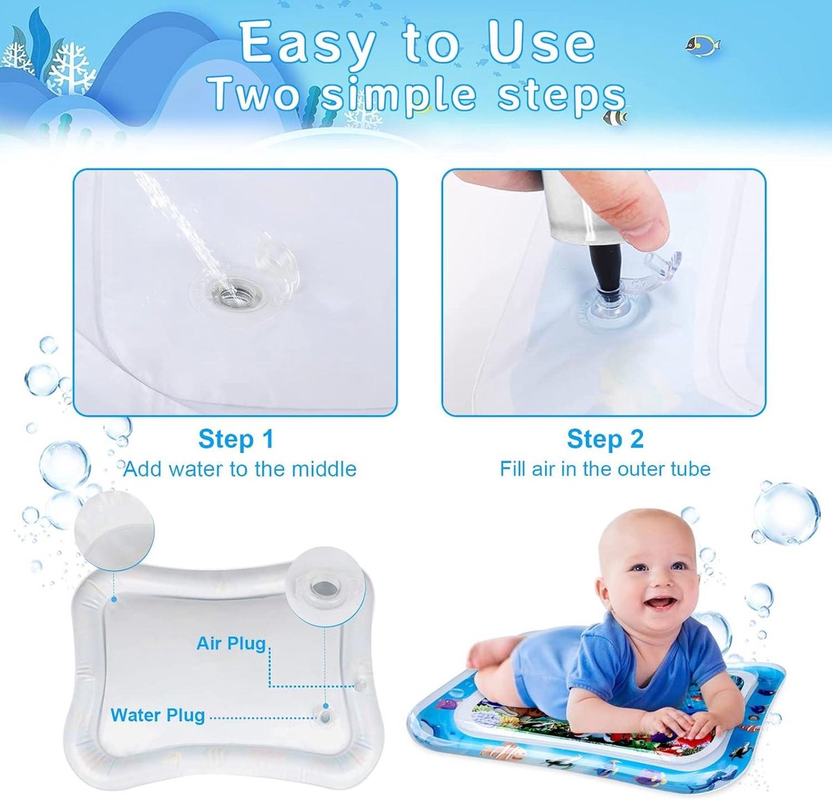Babygym Watermat - Sensorisch Speelkleed Voor Baby's - Water Speelmat Voor Meisjes En Jongens Vroege Ontwikkeling Motorische Vaardigheden Nieuwgeboren Cadeau Idee Interactief Speelkleed
