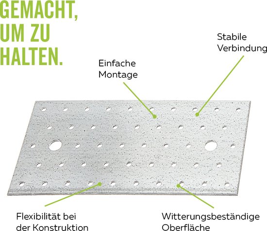 Alberts 50 x tôle perforée sendzimir galvanisée 155 x 40 mm