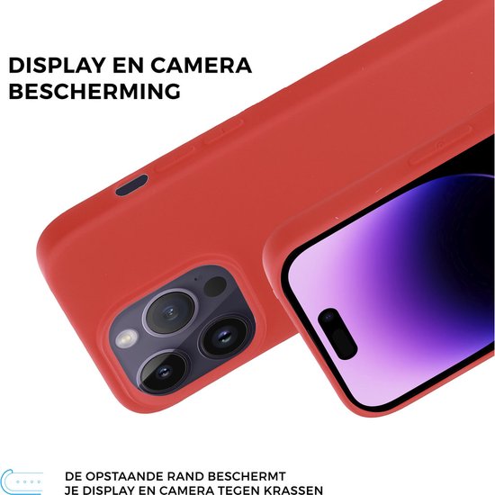 Mobiparts Coque en silicone pour Apple iPhone 14 Pro avec 1 film protecteur d'écran en Glas trempé - Rouge