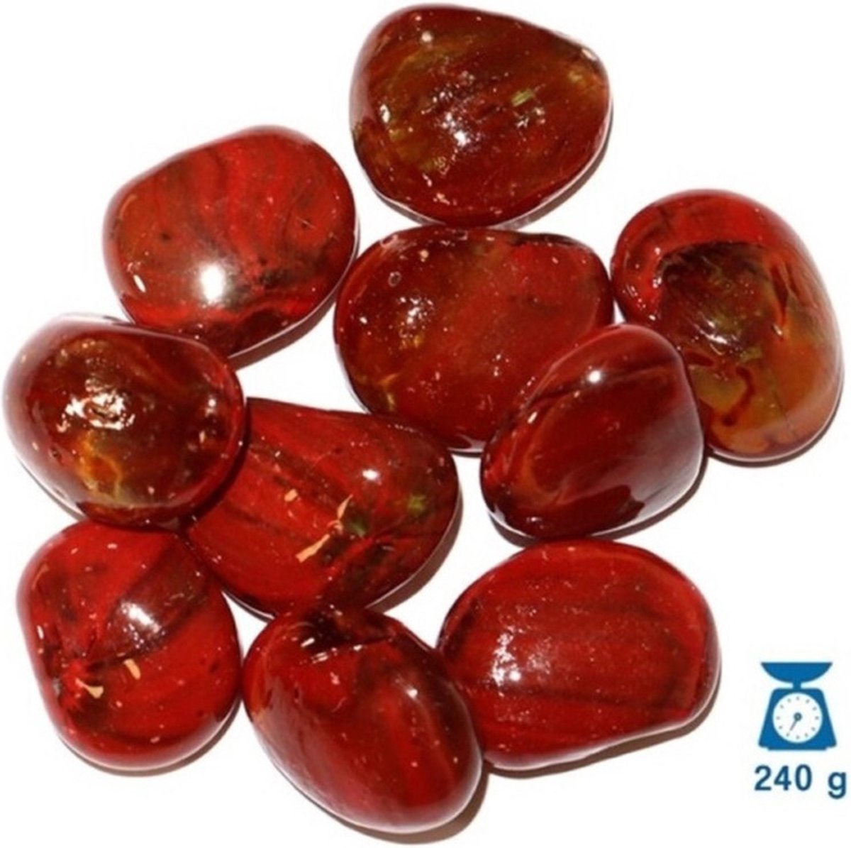 Concorde Decoratie/hobby stenen/kiezelstenen - edelstenen kleuren rood - 250 gram / 2 a 3 cm - klein formaat