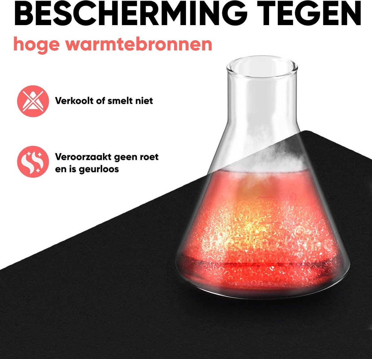 Vuurvaste onderlegger voor doe-het-zelvers, 60 x 60 cm, 5 mm dik, zwart, hittebestendige beschermmat tot 982 °C, ideaal als soldeermat, voor heteluchtfriteuse of warmtebeschermingsmat, Made in Germany