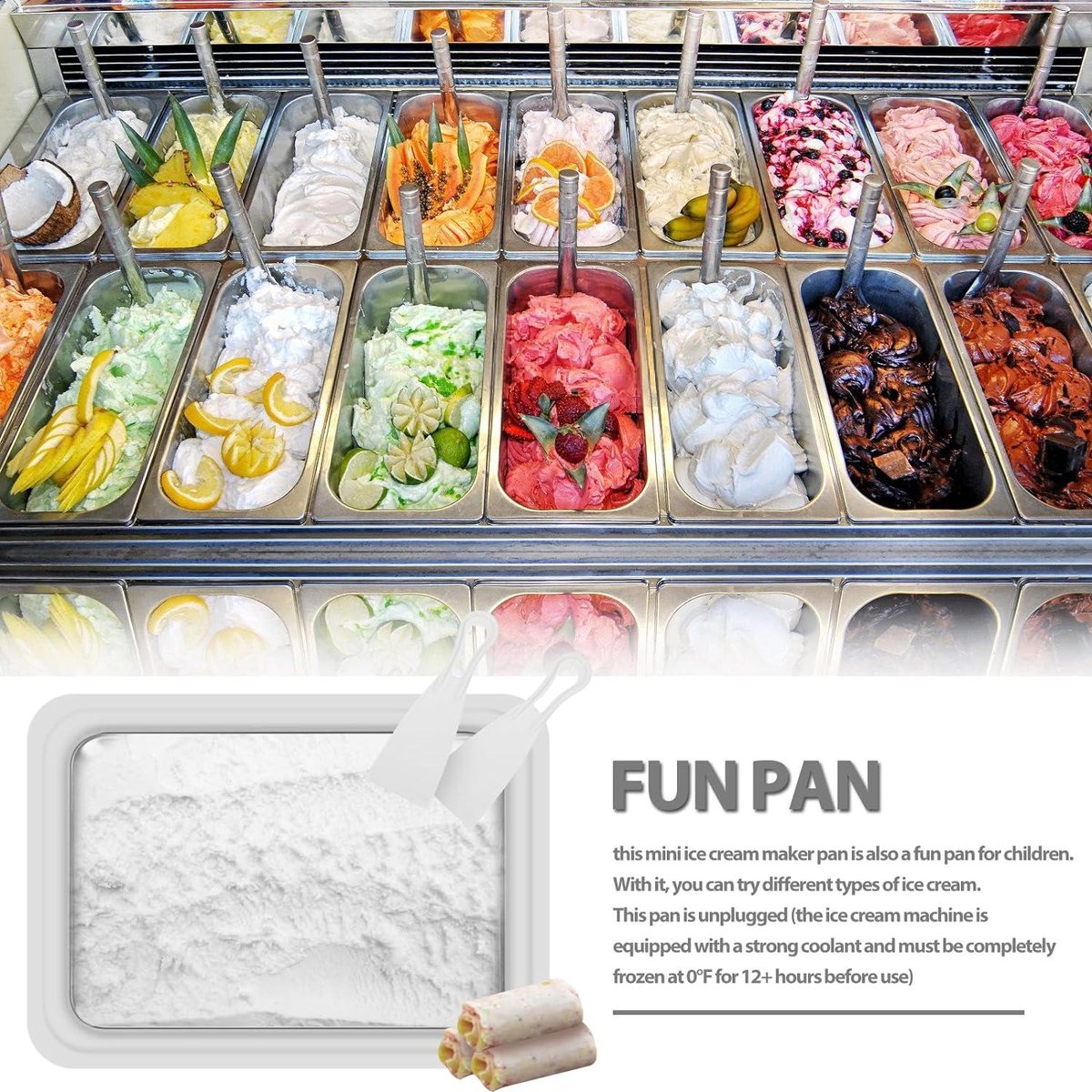 Felenny Instant Koude Plaat Ijs Roll Maker met 2 Spatels DIY Ice Cream Roller Pan Make Easy Ice Cream Rolls Koud Zoet Gebakken Voedsel Plaat voor Zelfgemaakte Rolled Cream Frozen Yoghurt Gelato