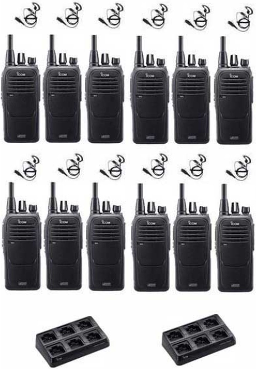 Set van 12 Icom IC-F29DR3 Digitaal met G-shape headsets en multilader