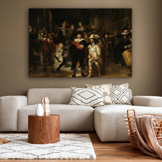 Toile - Peinture La Ronde de Nuit - Art - Maîtres anciens - Rembrandt - 180x120 cm - Décoration murale - Salon