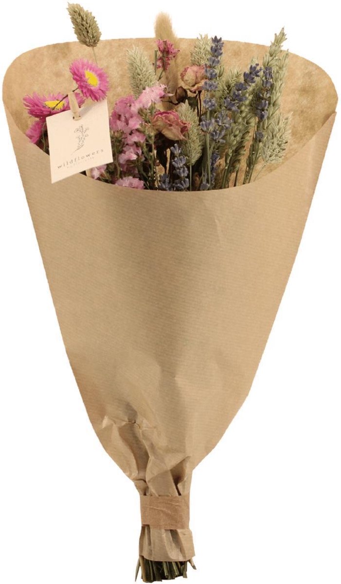 Green Harmony - 6x Field Bouquet Pink - Droogboeket - 60cm - Ø25