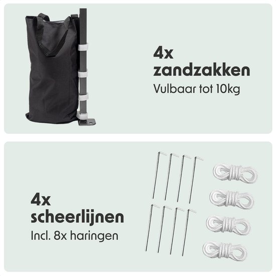 LifeGoods Partytent - Opvouwbaar - 3x3 m - Easy Up - Paviljoen - Waterdicht - Draagtas met Wieltjes - Beige