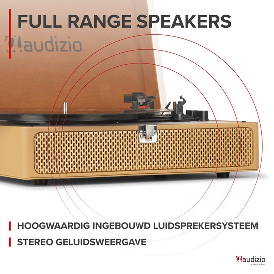 Bluetooth platenspeler met speakers - Audizio RP119 - Model 2025 - Retro platenspeler - Goud/Wit — afbeelding 4