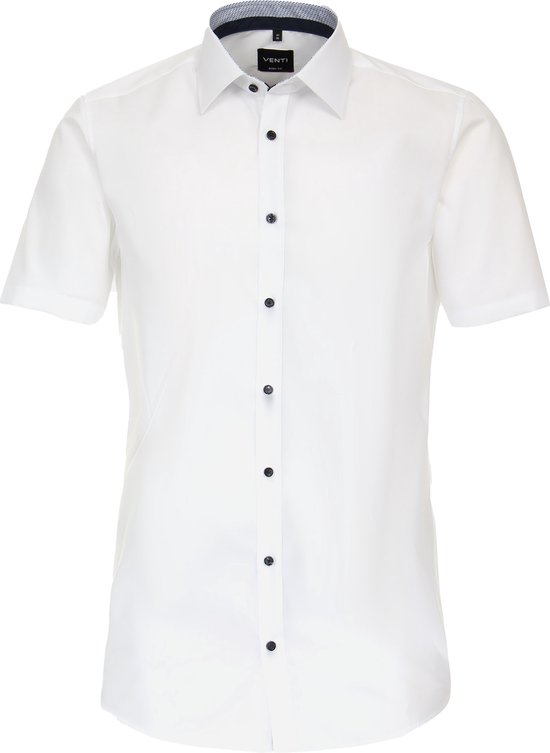 Chemise VENTI body fit - manches courtes - popeline - blanc - Repassage facile - Col : 39